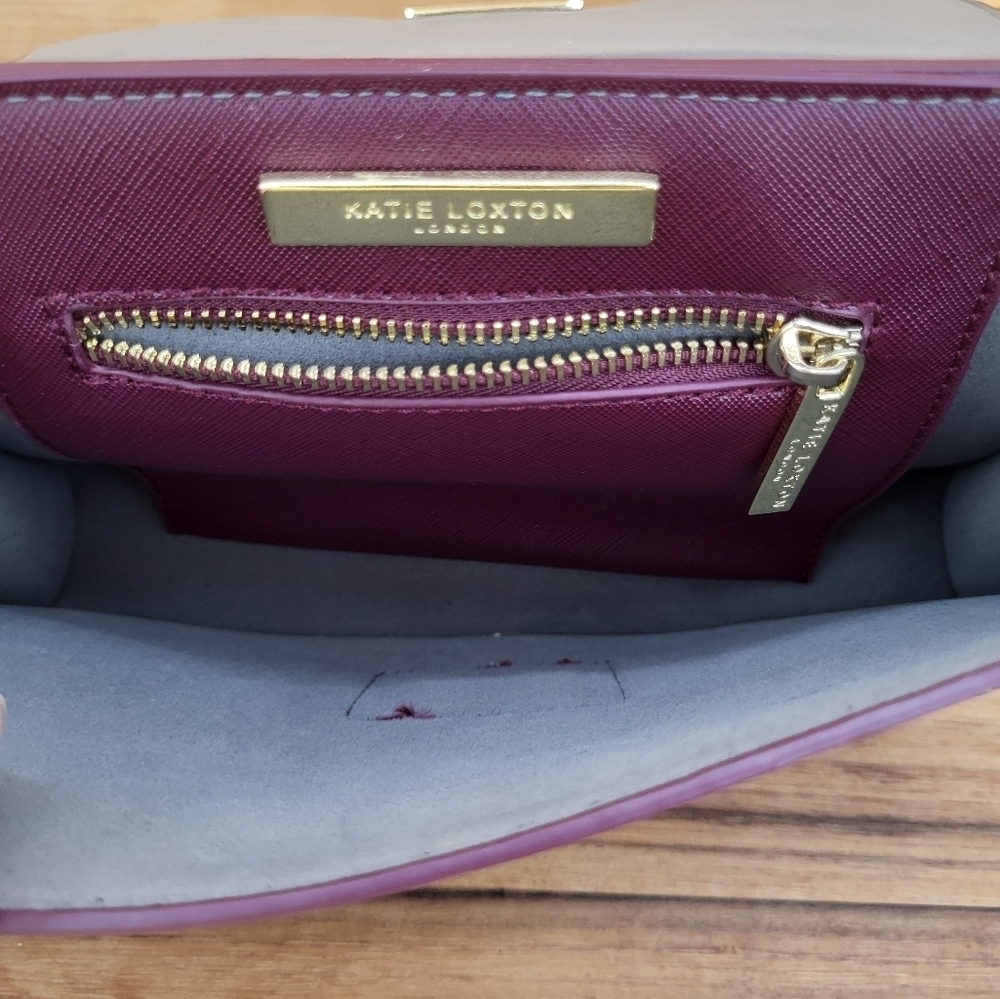 Katie Loxton Burgundy Bag with Detachable Chain Strap & Gold Finishes - Picture 7 of 8
